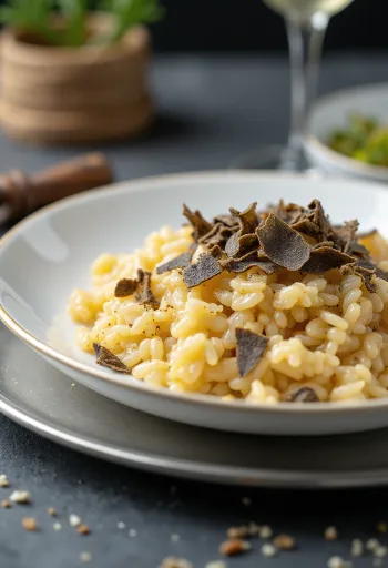 Arroz com trufas servido