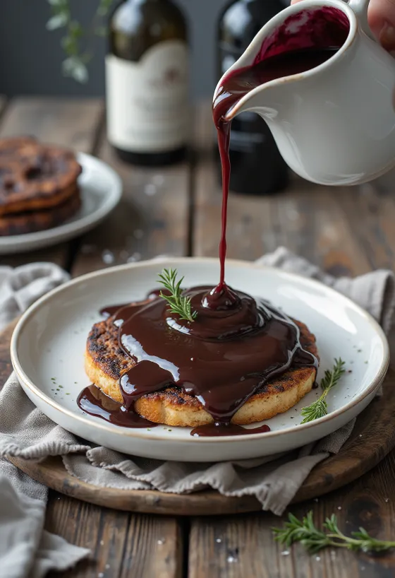 Molho de chocolate rico e escuro numa molheira