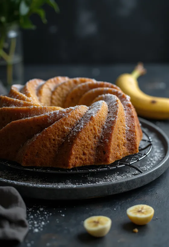 Kuglof de banana fatiado