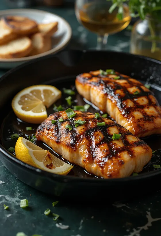Peixe-gato grelhado BBQ com especiarias frescas