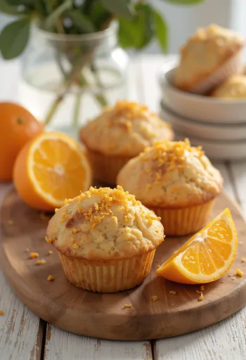Muffins de canela e laranja em apresentação dourada