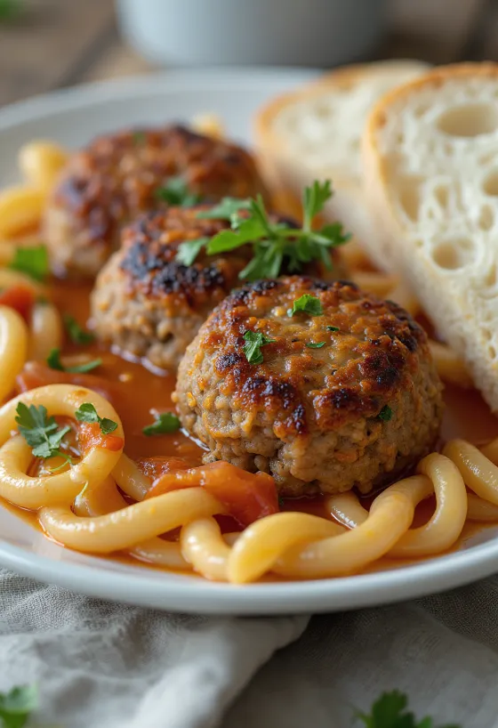 Almôndega com crosta estaladiça, feita de carne picada suculenta