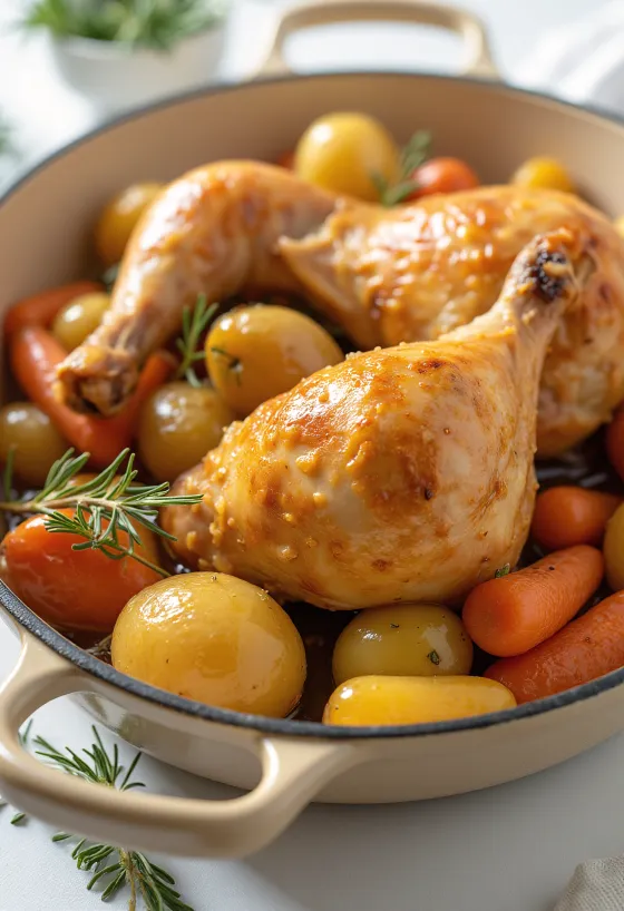 Frango assado com legumes, condimentado e estaladiço