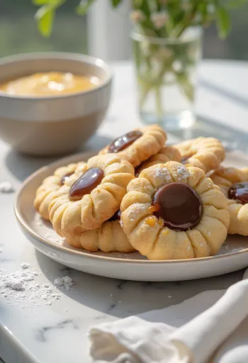 Linzer de caramelo servido num prato