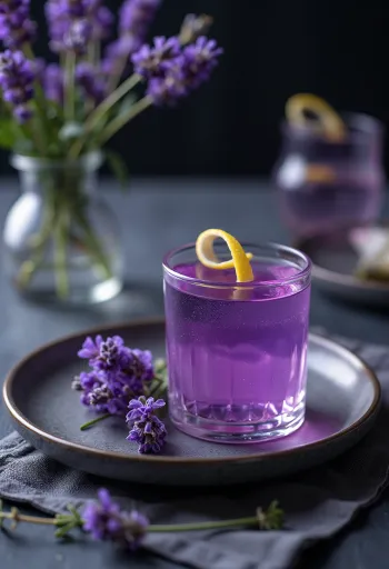Licor de lavanda servido em garrafa