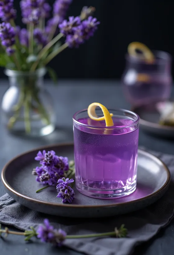 Licor de lavanda servido em garrafa