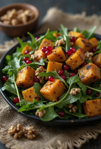 Salada de tofu com abóbora servida