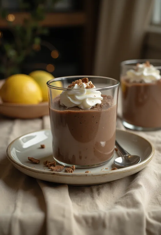 Mousse de chocolate e limão servida em copos