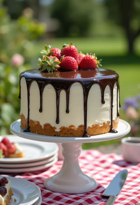 Bolo drip cake com ganache de chocolate