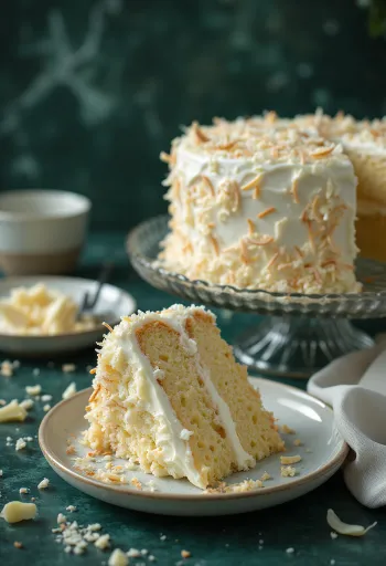 Bolo de creme de coco com muito coco ralado