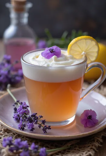 Sidra de lavanda servida em copo