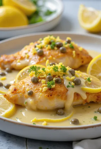 Piccata al Limone, peito de frango com limão e molho de alcaparras