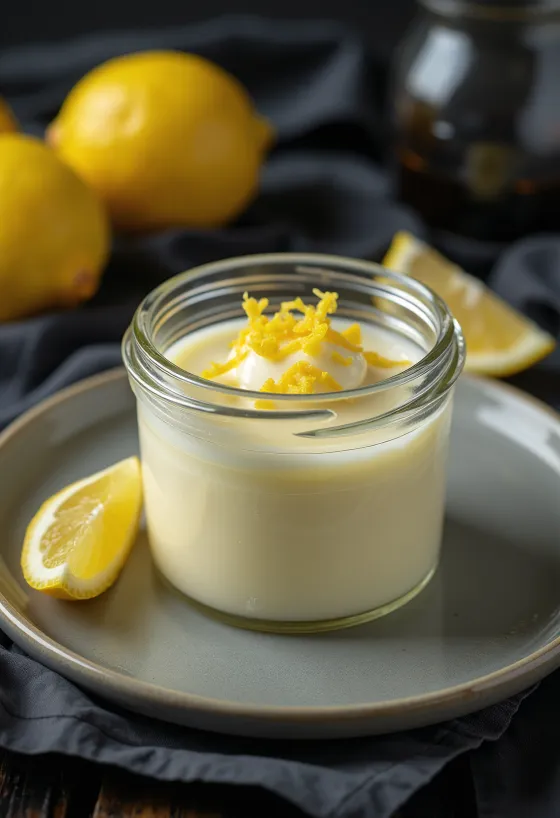 Panna cotta de limão servida em copo