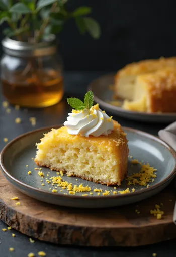 Bolo de farinha de coco decorado com frutas frescas