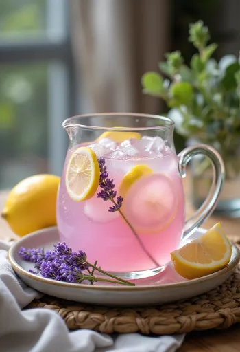 Limonada de lavanda servida em copo