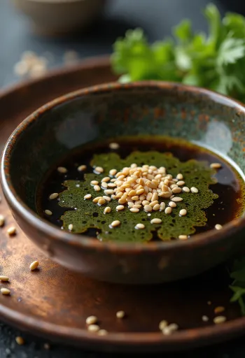 Molho de soja escuro com toque de wasabi verde