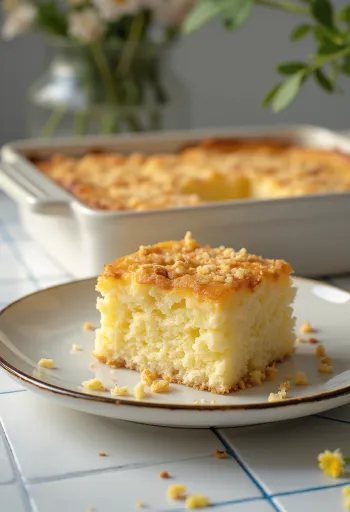 Bolo de Mandioca com baunilha servido com coco ralado