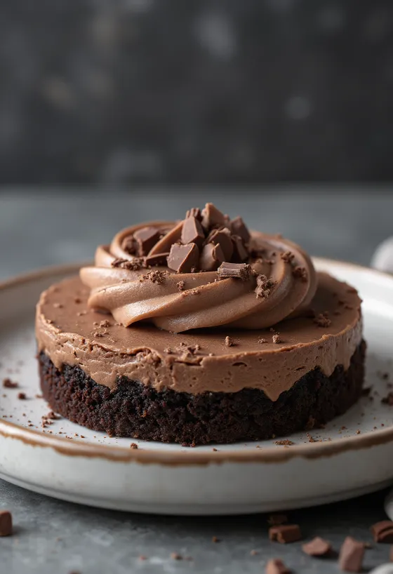 Bolo mousse de chocolate fatiado