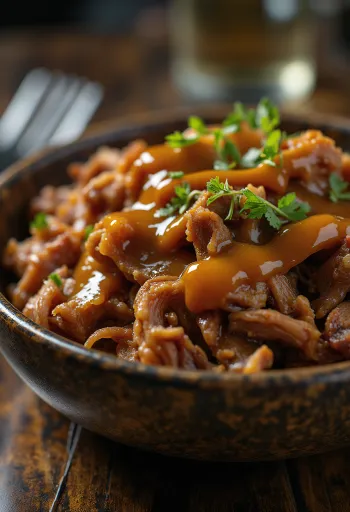 Pulled pork fumado BBQ com molho de mostarda