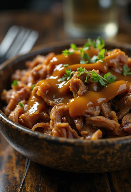 Pulled pork fumado BBQ com molho de mostarda