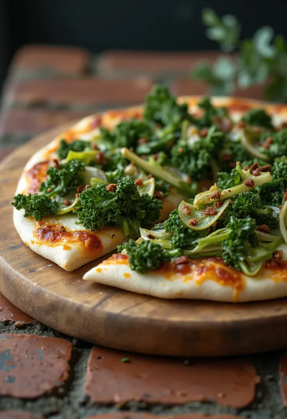 Pizza branca com couve toscana e flocos de chili