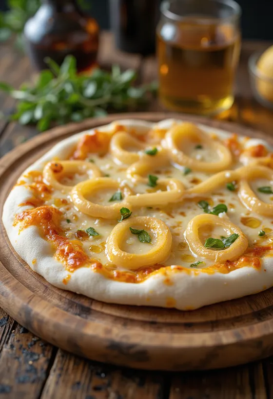 Pizza ai Cipollotti com cebola nova e queijo