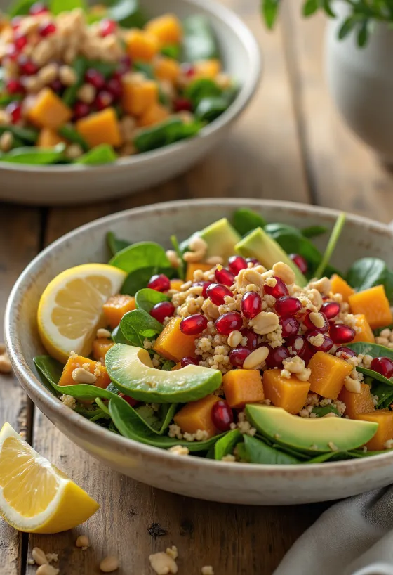Buddha Bowl de Abóbora e Amendoim servido