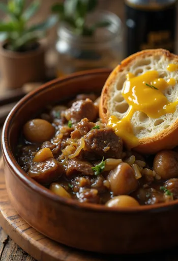 Carbonnade Flamande servida com puré de batata
