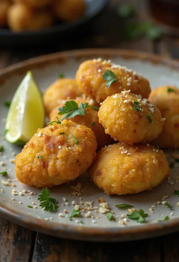 Coxinhas veganas douradas em prato branco