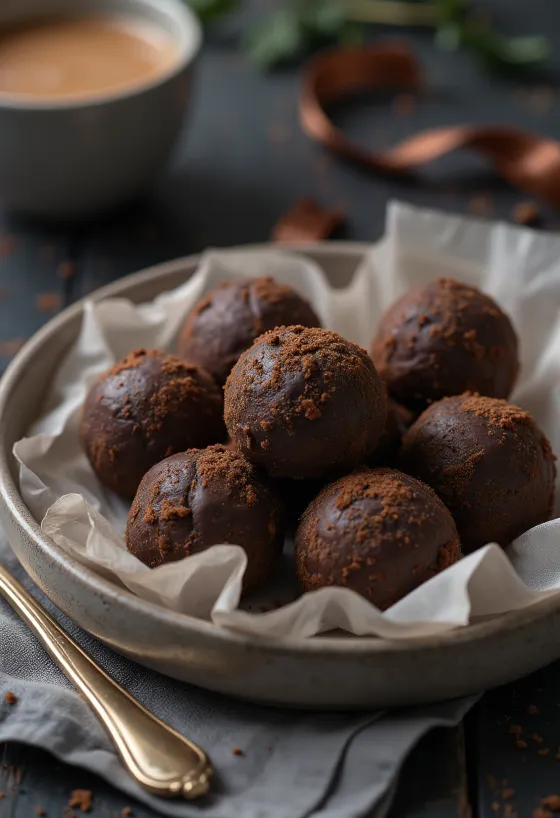 Trufa de chocolate servida