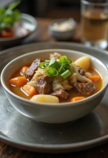 Estufado de carne e batata com molho cremoso