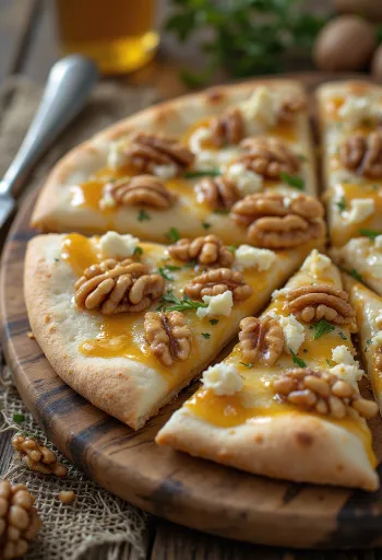 Pizza alle Noci com cobertura de noz e gorgonzola