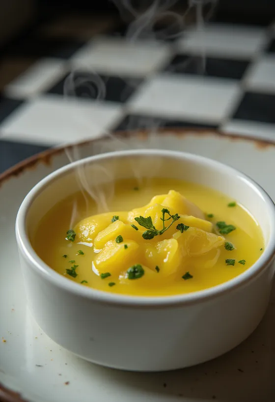 Molho de manteiga com ervas servido com peixe grelhado