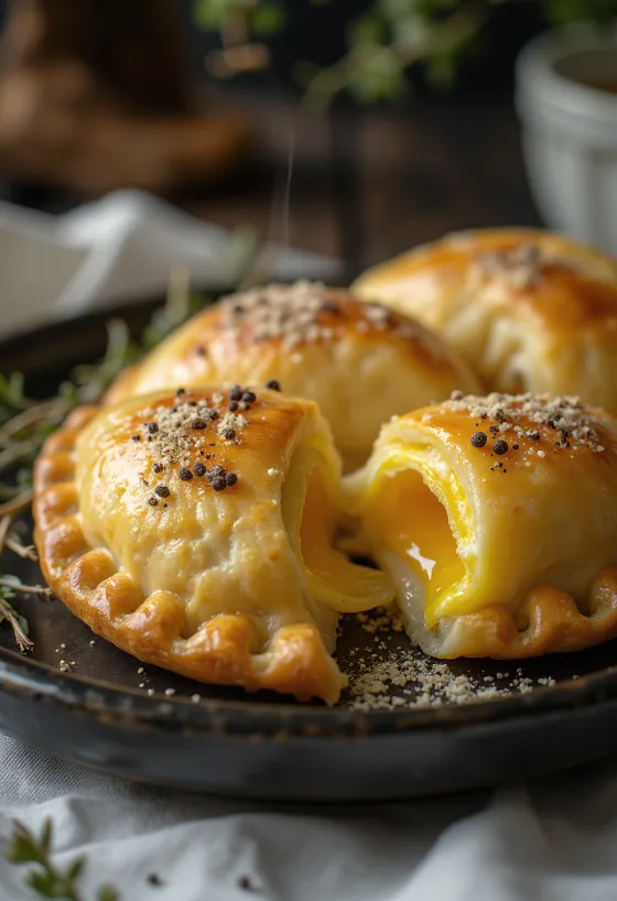 Empanada de beringela e parmesão assada até dourar