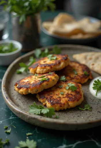 Hambúrgueres chapli de frango com especiarias e ervas