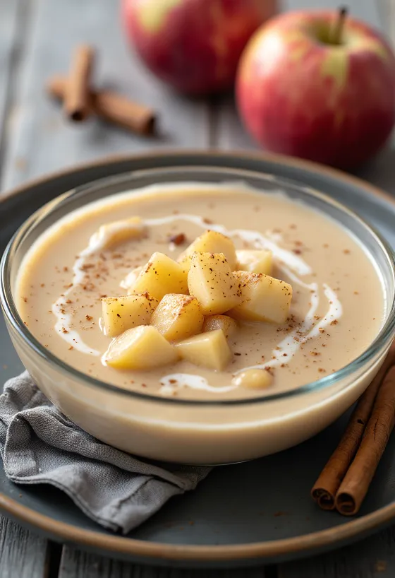 Creme de Maçã com Canela servido