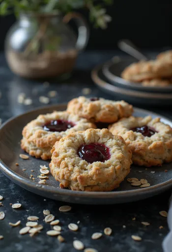 Linzer de castanha e flocos de aveia servido