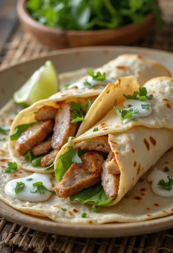 Kebab de Fusão com carne de vaca e frango grelhados em tortilha