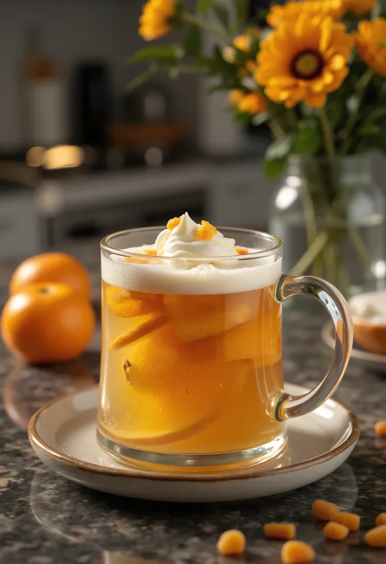 Sidra cítrica com hortelã servida em copo