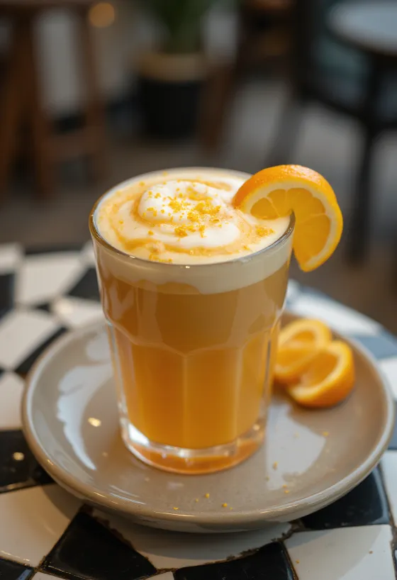 Frappé de laranja e menta num copo