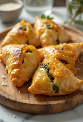 Samosa de abóbora e espinafres servida