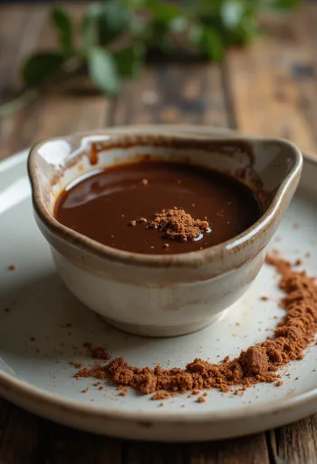 Molho doce de chocolate e chili numa taça