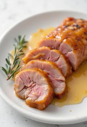 Peito de pato com laranja, pedaços de carne tenra regados com molho de laranja sedoso
